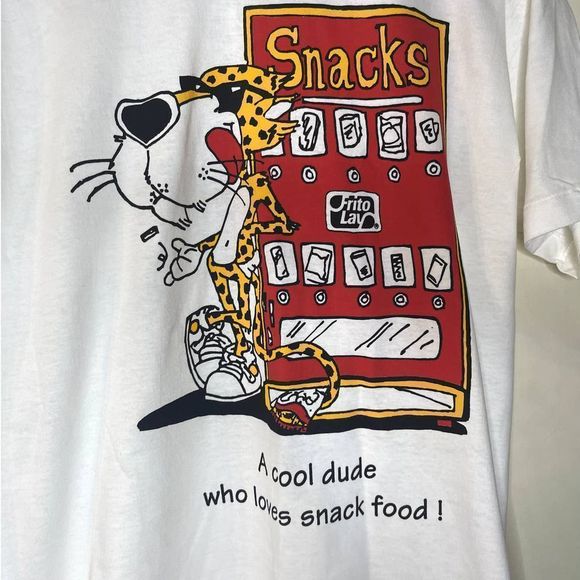 VTG NEW Single Stitch Frito Lay Chester Cheetah Snack White T Shirt - Picture 2 of 8